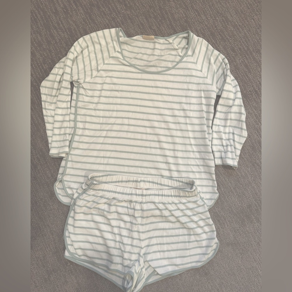 Lake pajamas stripe long sleeve short set